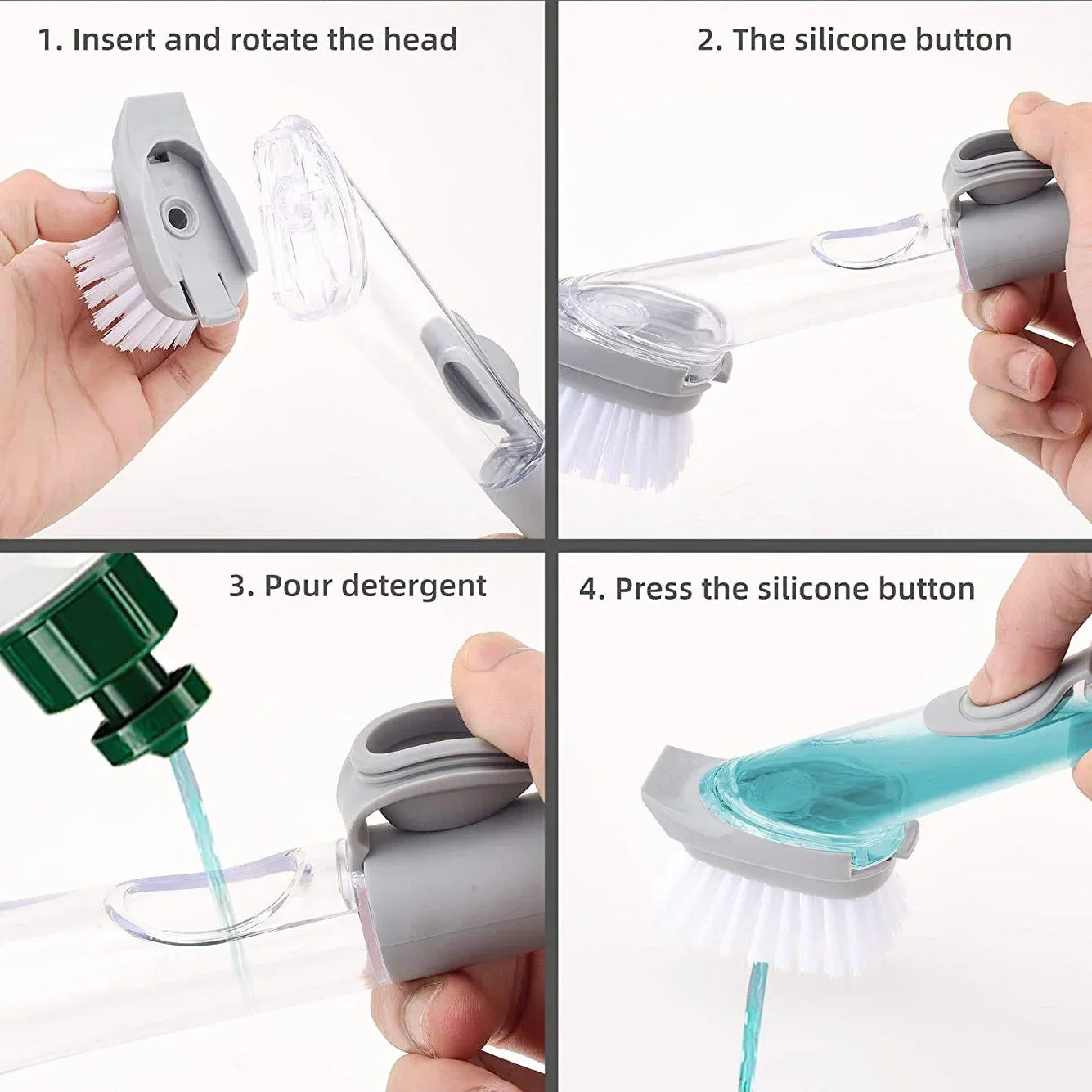 1271 Automatic Liquid Dispenser Dish Clean Brush Scrubber - Zidbik