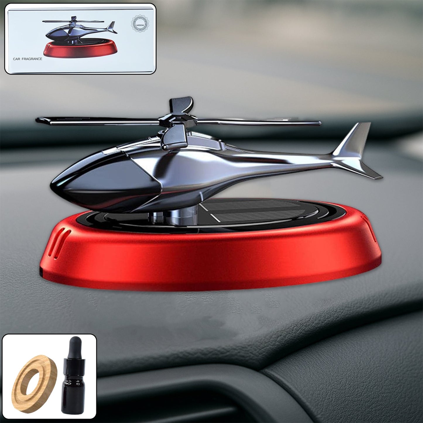 Solar Helicopter Car Air Freshener - Solar-Powered Rotating Freshness Solution - Zidbik