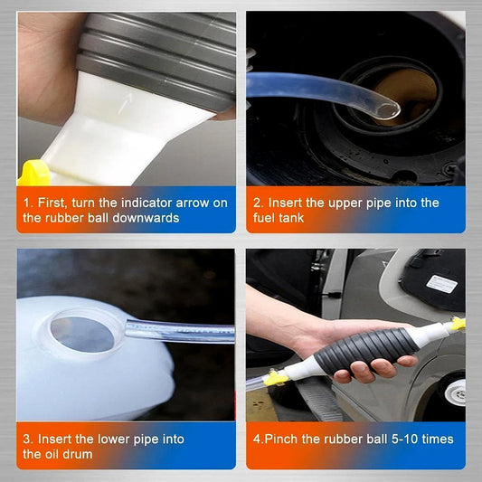 Fuel Transfer Pump Hose With Hand Pump And 2 Hose Clamps - Zidbik