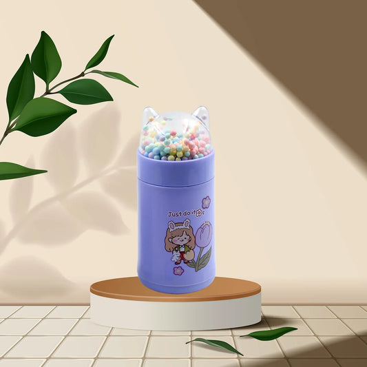 6953 Girl Glass Water Bottle For School With Kid Sparkle Strap Cat Lid Sequins Glitter Glass Cup Birthday Gift Children 350ml (Moq - 80 Pc) - Zidbik