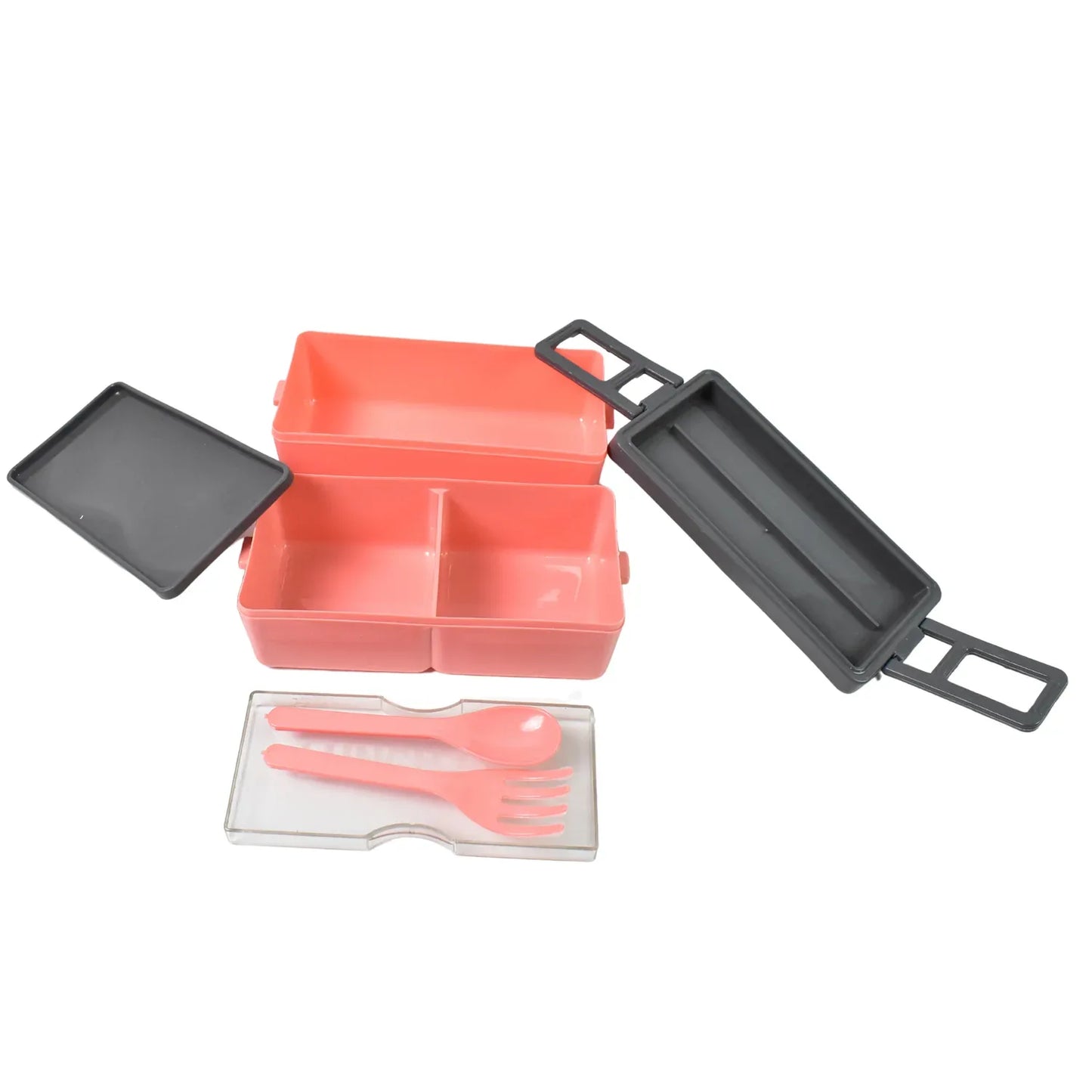 Plastic 3 Layer Leak Proof 3 Compartment Lunch Box For Office (1 Pc) - Zidbik