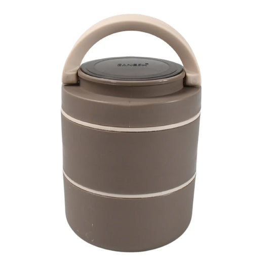 8147 Ganesh Smart Stack 2 Layer Protable Lunch Box Stainless Steel Airtight Leak-proof Lunch Box For Office School Picnic - Color May Vary - Zidbik