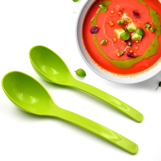 5724 Plastic Spoon Kitchen Multipurpose Serving Ladle For Frying Serving Turner Curry Ladle Serving Rice Spoon Used While Eating And Serving Food Stuffs Etc (2 Pcs Set 10 Inch ) - Zidbik