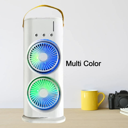 Electric Fan Desktop Double-head Powerful Air Cooler (1 Pc With Remote) - Zidbik