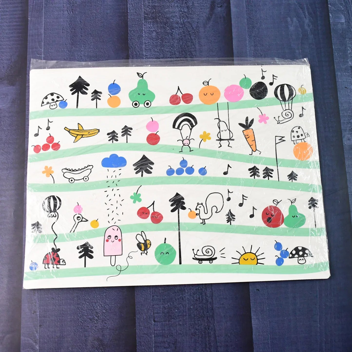 Colorful Cartoon Printed Dining Table Placemats For Kids (4 Pc 40x30 Cm) - Zidbik