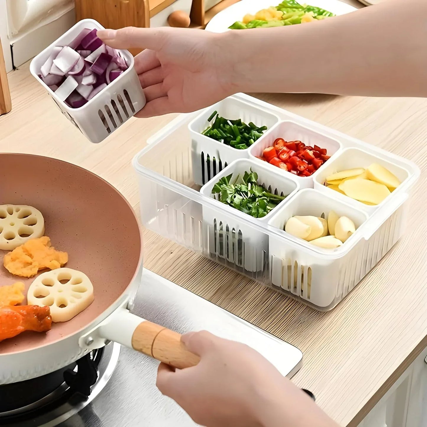 Fridge Storage Boxes Freezer Storage Containers Container For Kitchen Storage Set Storage In Kitchen Vegetable Storage Draining Crisper Refrigerator Food Box (1 Pc) - Zidbik