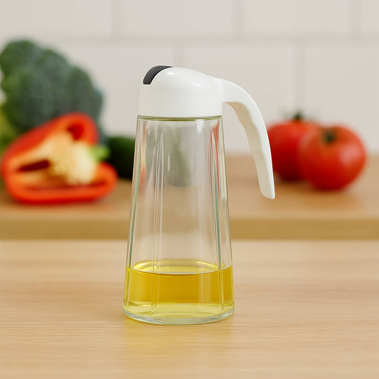 Kitchen Glass Oil Bottle Dispenser Automatic Opening Closing Home Bottles For Oil And Vinegar Honey Olive Oil Container (630ml) - Zidbik