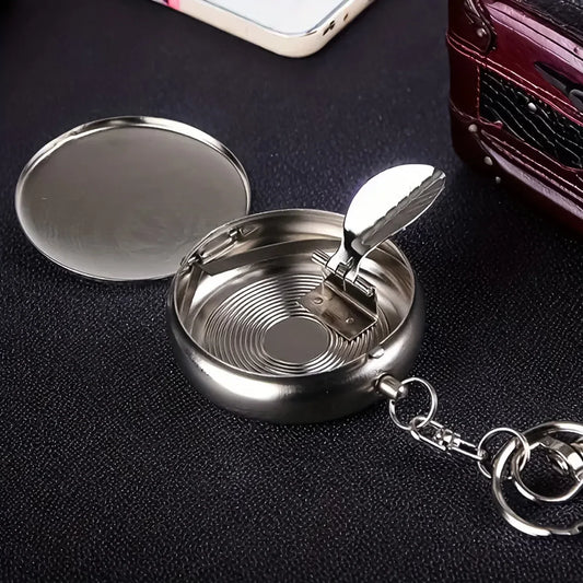 Mini Pocket Ss Ashtray With Keyring (1pc) - Zidbik