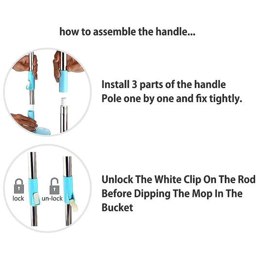 Adjustable Stainless Steel Mop Rod Set 120 Cm - Zidbik