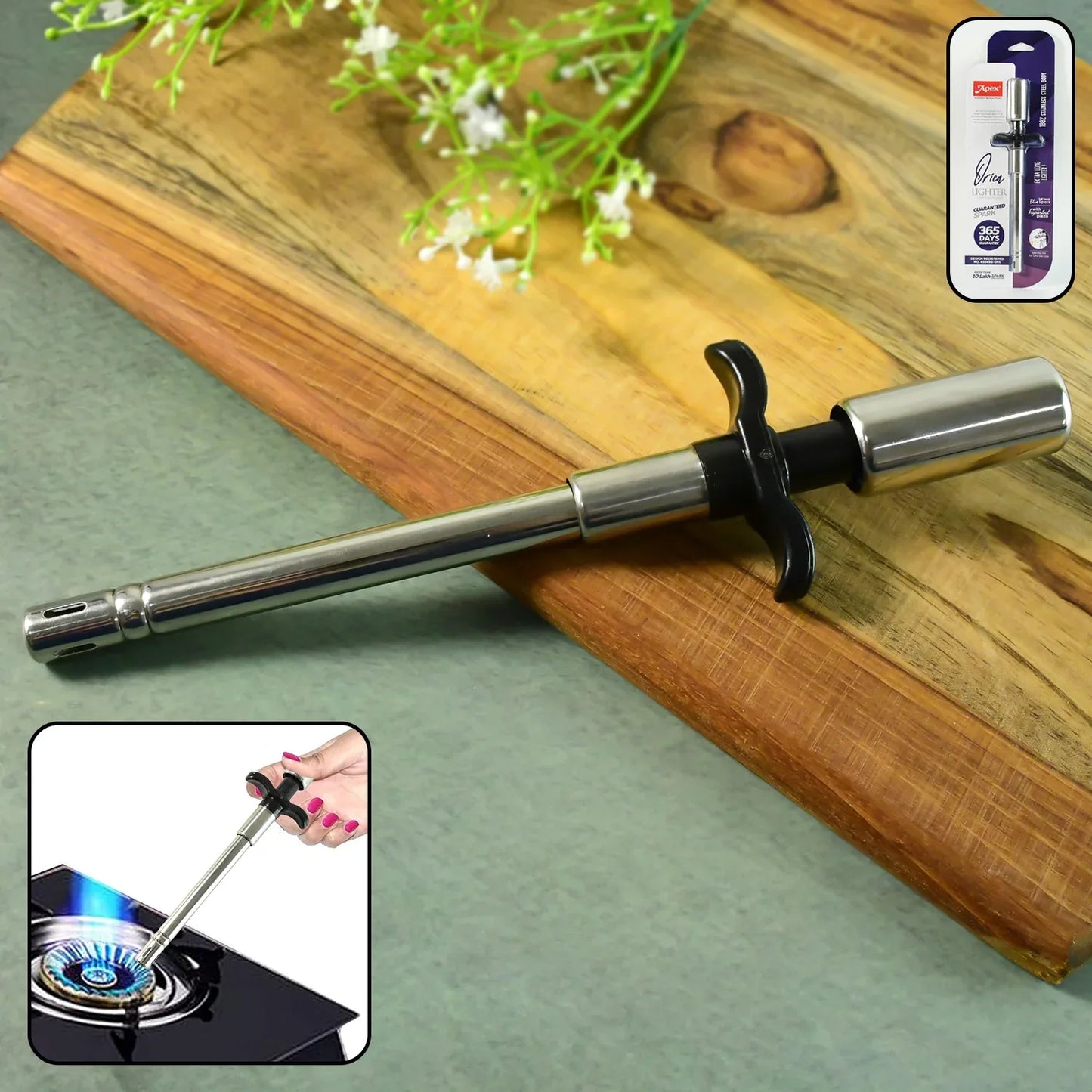 Apex Stainless Steel Kitchen Gas Stove Lighter - (1 Pc) - Zidbik