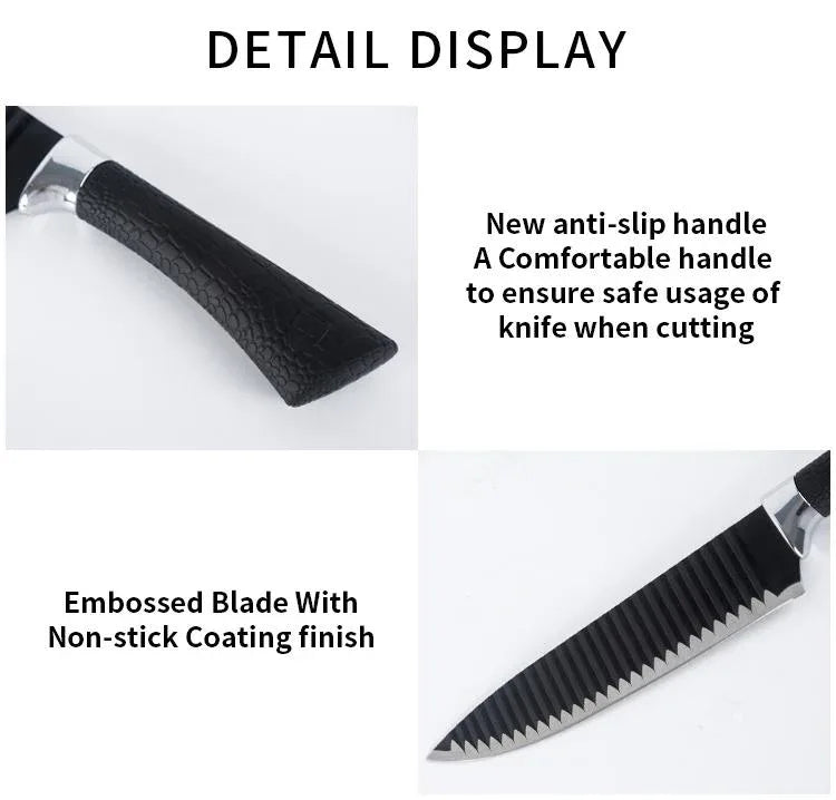 2285 Stainless Steel Knife Set With Chef Peeler And Scissor (6 Pieces) - Zidbik