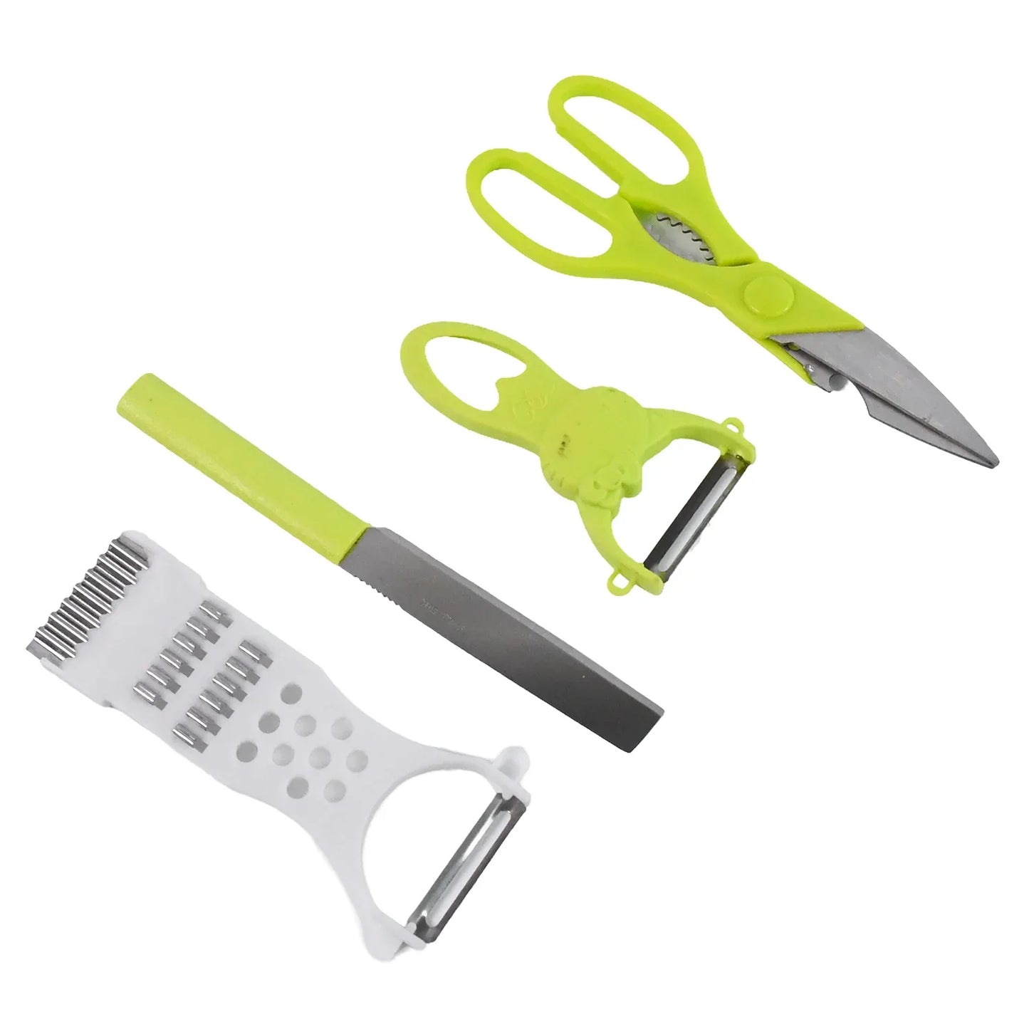 4-piece Kitchen Cutting Set Scissors Peeler Grater Slicer And Knife - Zidbik