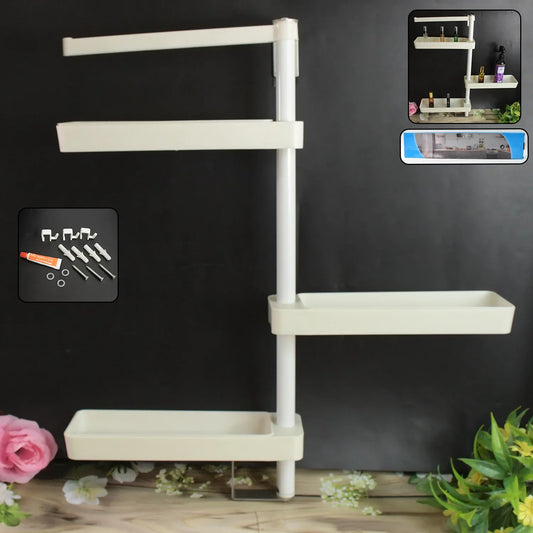 Kitchen Organization Rotating Shelf Storage Racks Multipurpose Adjustable (1 Set) - Zidbik