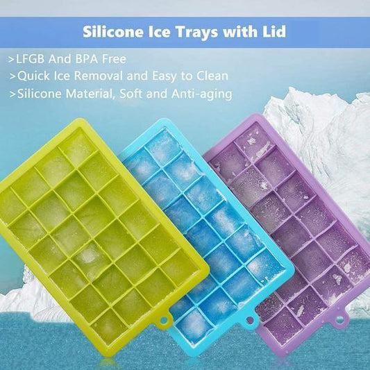1144 Silicone Ice Cube Trays 24 Cavity Per Ice Tray Multicolour - Zidbik