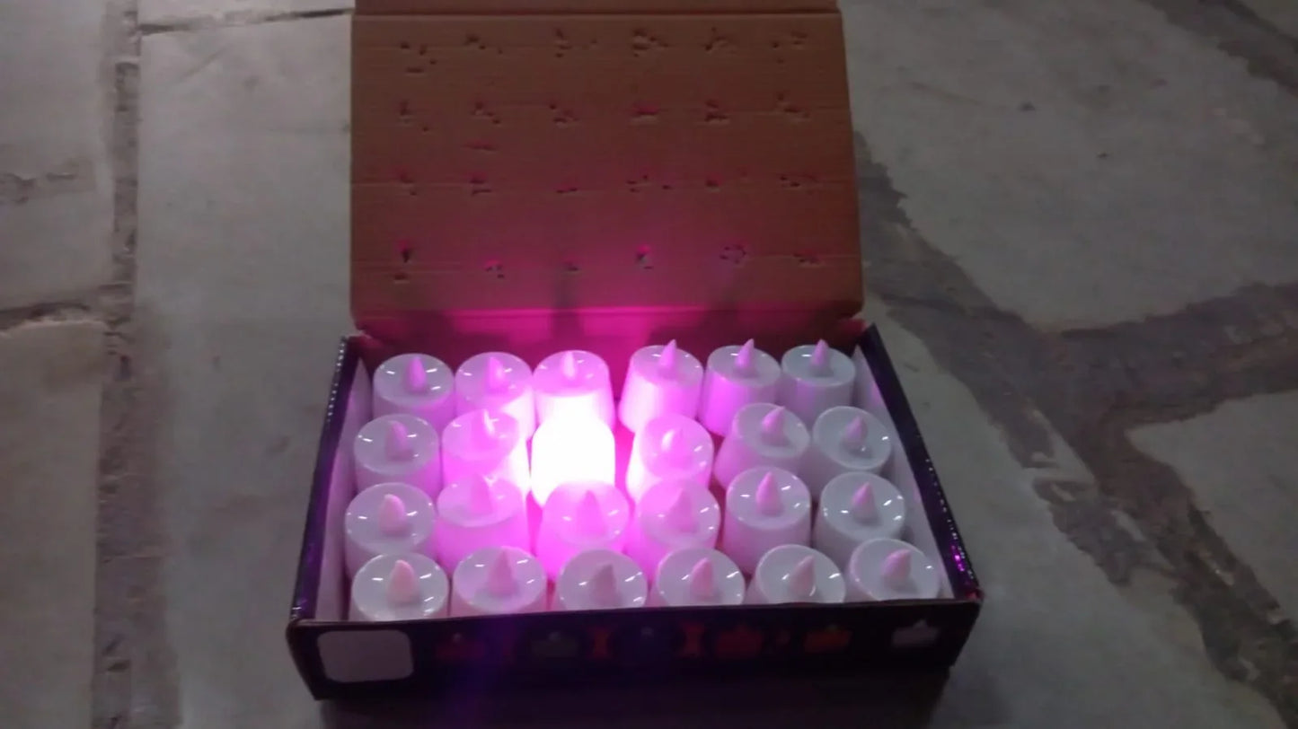 6632 Pink Flameless Led Tealights Smokeless Plastic Decorative Candles - Led Tea Light Candle For Home Decoration (Pack Of 24) - Zidbik