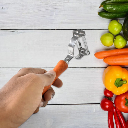Vegetable And Fruit Peeler With Wooden Handle (1 Pc) - Zidbik