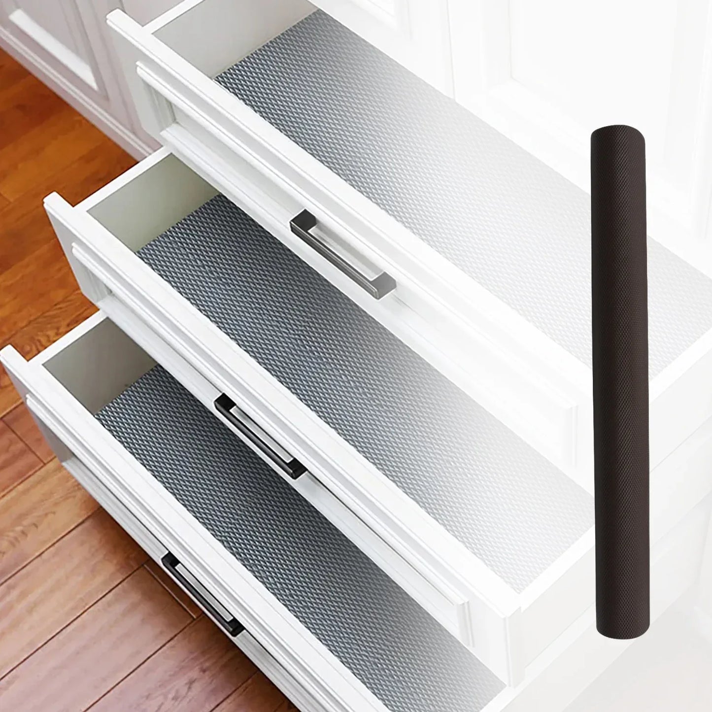 4104 Multipurpose Anti-slip Bathroom Kitchen Cabinet Drawer Shelf Mat Liner Sheets Roll Fridge Mat Table Mat Anti-slip Super Strong Placement Mat For Fridge Bathroom Kitchen Drawer Shelf Liner (45cmx3m) - Zidbik