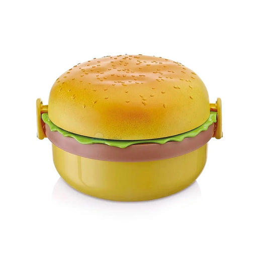 5313 Burger Shape Lunch Box Plastic Lunch Box Food Container Sets Double Layer Lunchbox 1000ml With 2 Spoon Applicable To Kids And Elementary School Students - Zidbik