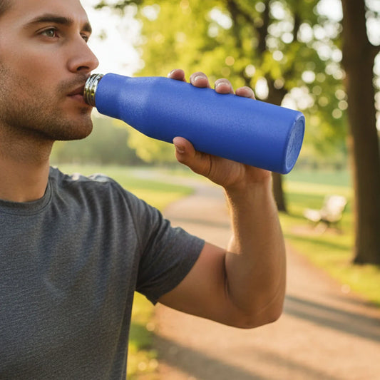Classic Stainless Steel Water Bottle Blue Color (1000 Ml 1 Piece) - Zidbik
