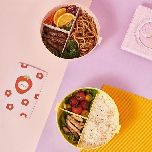 Donut Shaped Double Insulated 3 Compartment Lunch Box (1 Pc Mix Color) - Zidbik