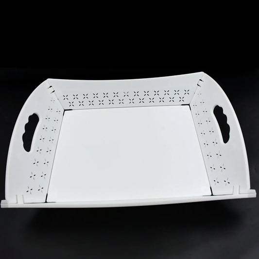 10018 Foldable Serving Tray Plastic Serving Traywith Handle Serving Tray For Food Kitchen Outdoors Restaurants (1 Pc) - Zidbik