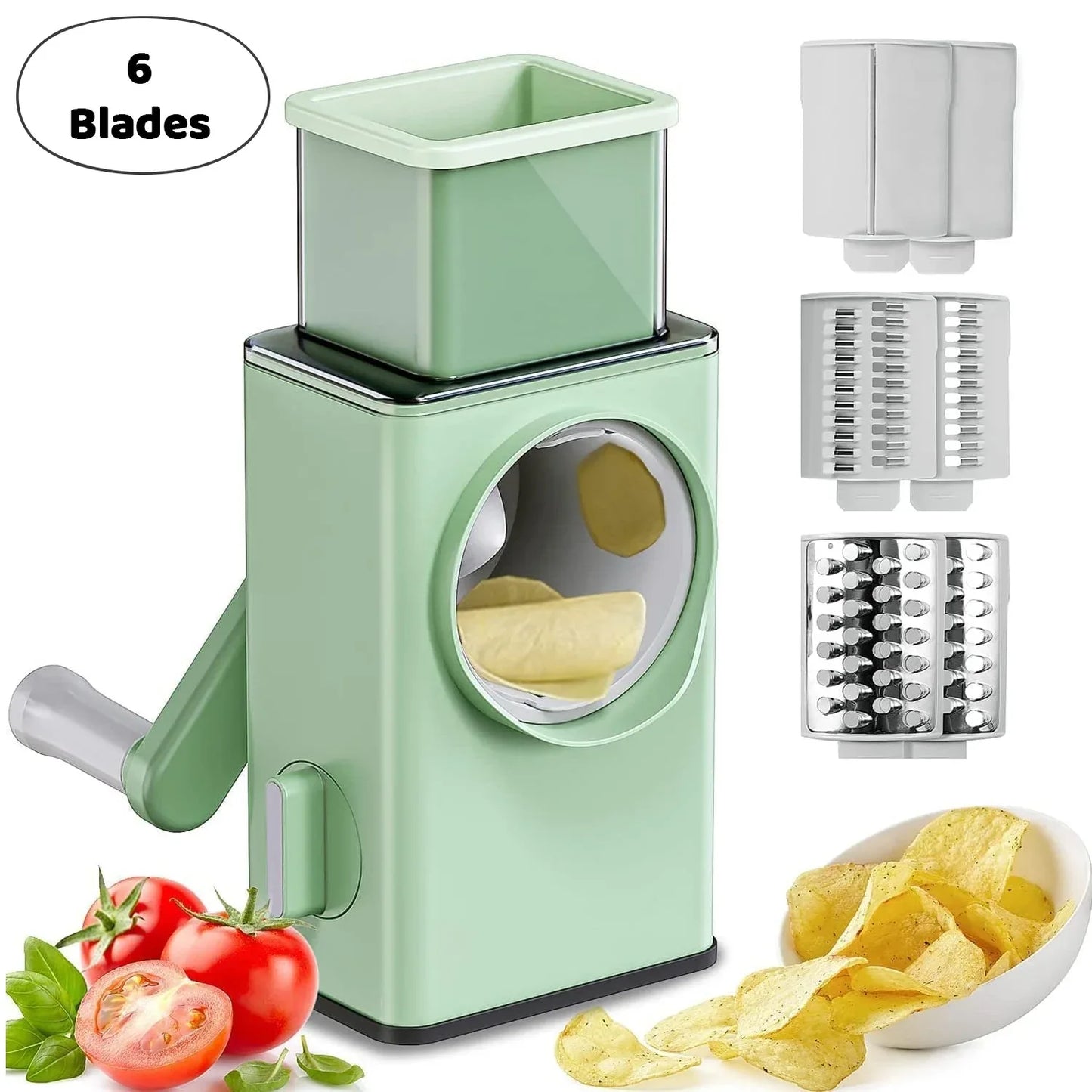 5775 Stainless Steel Vegetable Chopper Veg Chopper And Dicer With 6 Blades Brush Kitchen Multifunctional Mandoline Vegetable Slicer For Veggies Onion Garlic Potatoes Fruits Cookie Oreo Vegetable Cutter Stable Suction Base For Home Kitchen - Zidbik