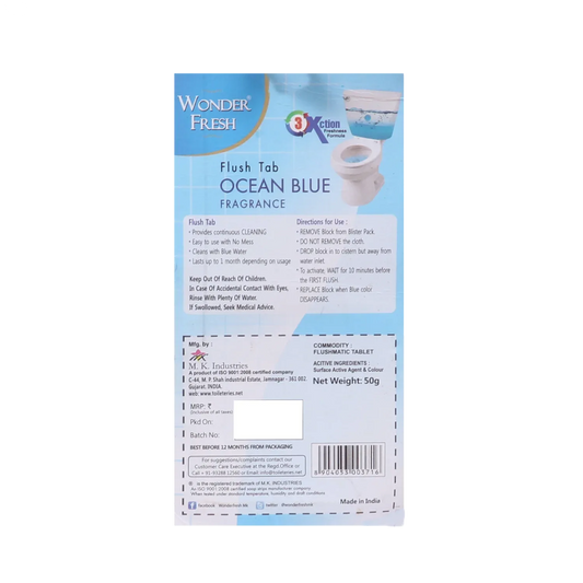 1325 Toilet Cleaner Flush Tab (Ocean Blue) - 50 Gram - Zidbik
