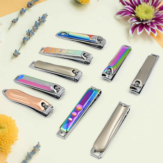 Stainless Steel Folding Portable Large Nail Clippers With Nail File (1 Pc Mix Design) - Zidbik