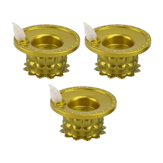 Set Of 3 Water Sensor Led Golden Diyas - Zidbik
