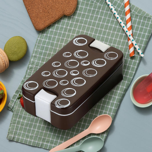 5330 Airtight Lunch Box 2 Compartment Lunch Box Leak Proof Food Grade Material Lunch Box Modern Appearance Compact Lunch Box With Spoon - Zidbik