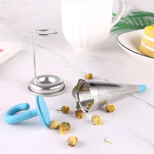 Reusable Cute Umbrella Tea Strainer With Tray Stand (1 Pc) - Zidbik