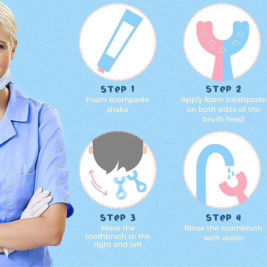 4003 U-shaped Toothbrush For Kids Manual Whitening Toothbrush Silicone Brush Head For Kids Children Infant Toothbrush For 2-6 Years