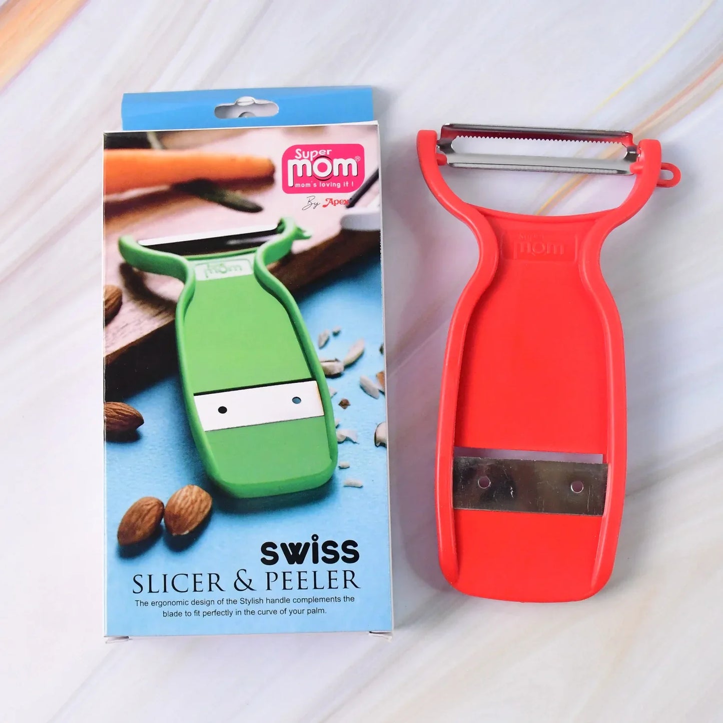 Supermom Swiss 2-in-1 Slicer Peeler With Ultra Sharp Stainless Steel Blades - Zidbik