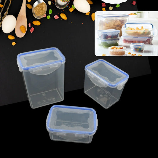 5496 Kitchen Storage Container Set With Food Grade Plastic And Air Seal Lock Lid For Storage Of Grocery Spices Dry Fruits Use For Home Office Restaurant Canteens (3 Piece Set) - Zidbik