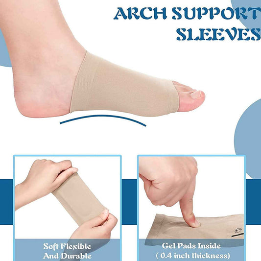 13022 Foot Arch Support For Men Women Medial Arch Support For Flat Feet Correction Sleeve With Cushion Plantar Fasciitis Leg Foot Pain Relief Product Foot Care For Orthopedic Shoes Slippers (1 Pair)