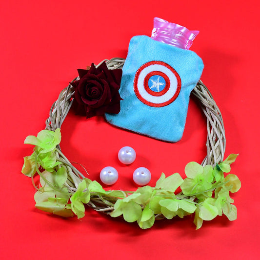 6517 Captain Americas Shield Small Hot Water Bag With Cover For Pain Relief Neck Shoulder Pain And Hand Feet Warmer Menstrual Cramps. - Zidbik