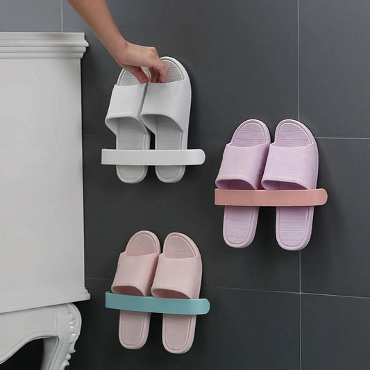 Bathroom Towel Slipper Hanging Rack Self Adhesive Wall Mounted (1 Pc) - Zidbik