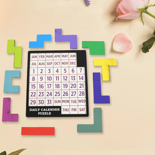 Wooden Daily Calendar Puzzle (Multicolor 1 Set) - Zidbik