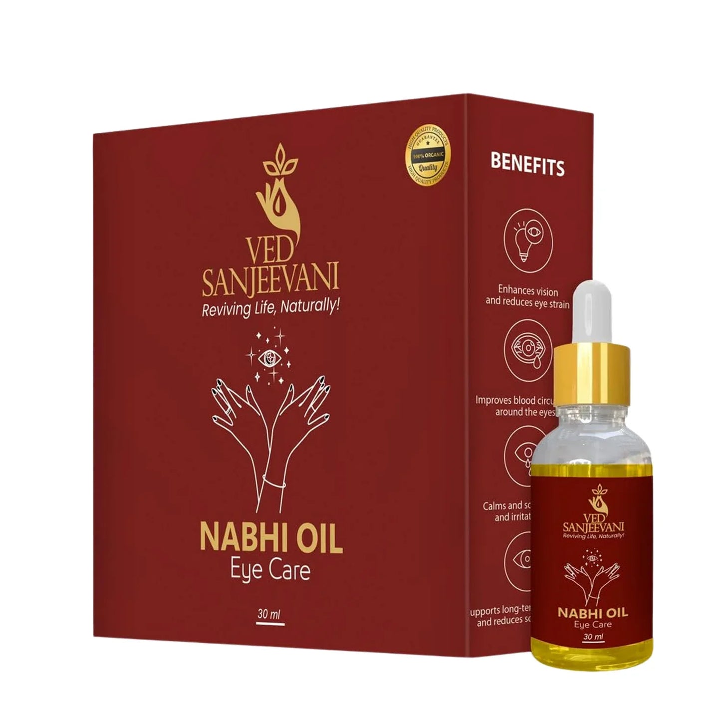 Ved Sanjeevani 100 Organic Ayurvedic Nabhi Oil For Eye Care (30ml 1 Pc) - Zidbik