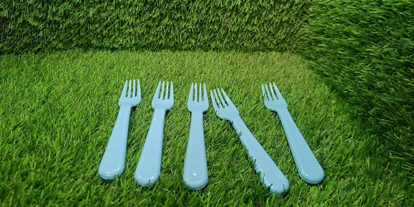 5895 Reusable Premium Heavy Weight Plastic Forks Party Supplies One Size Plastic 5pc Serving Fork Set For Kitchen Travel Home (5pc) - Zidbik