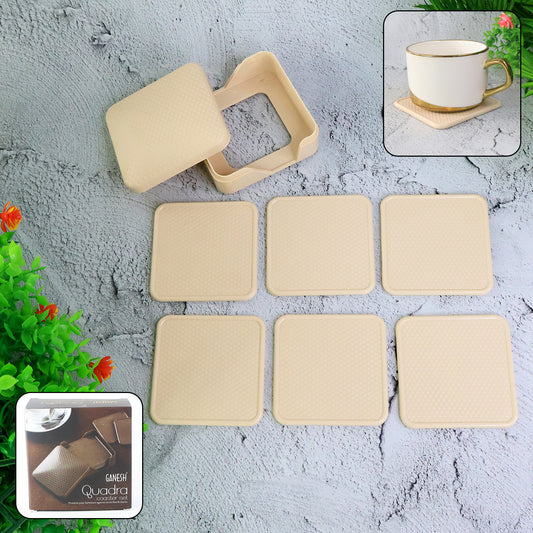 Ganesh Premium Square Coasters With Storage Box (6 Pc Set) - Zidbik