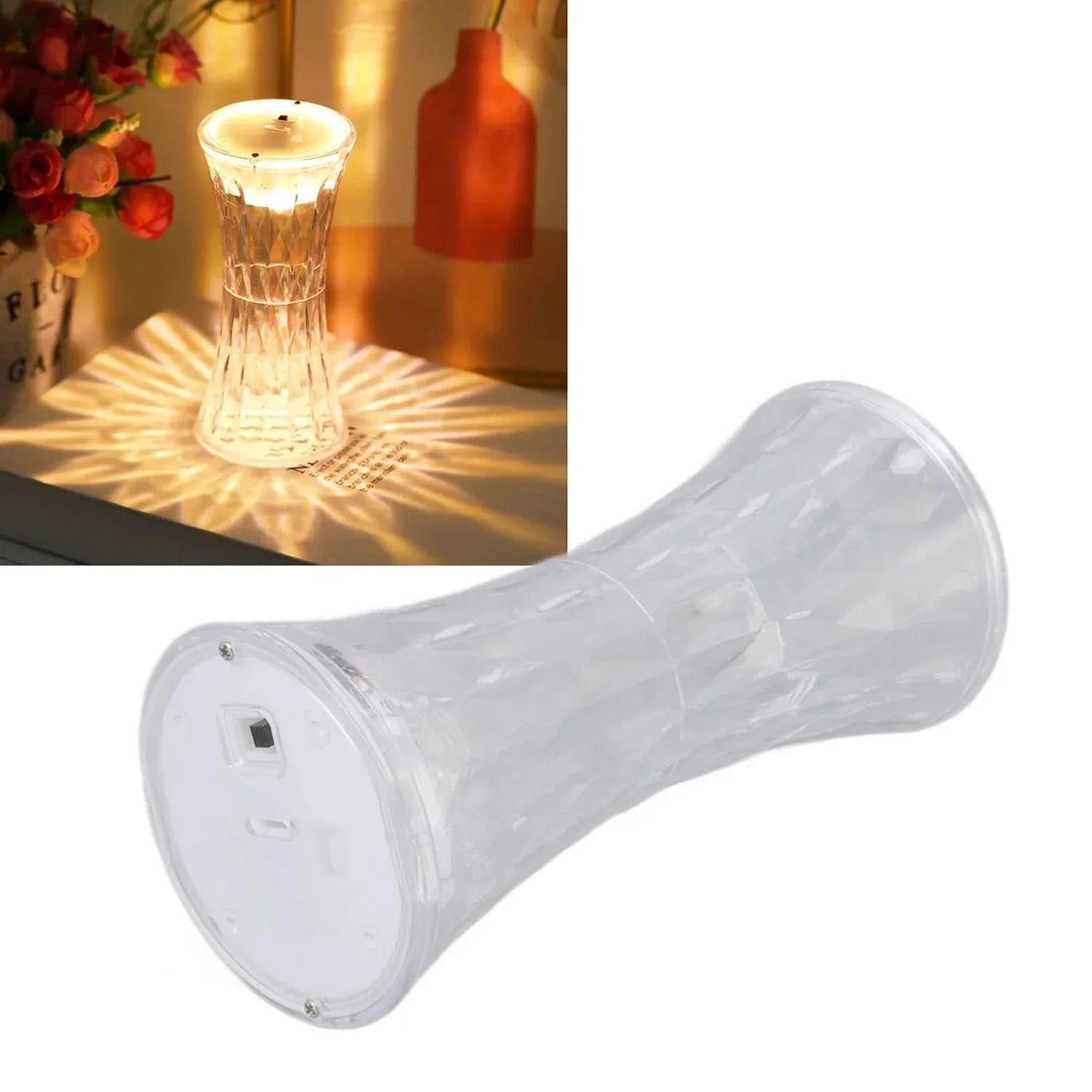 8440 Crystal Lamp Universal Night Light Soft Lighting Eye Protection For Nursery Study Bedroom Transparent Crystal Table Soft Lighting Multipurpose For Hotel For Office For Childrens Room (12pc Moq) - Zidbik