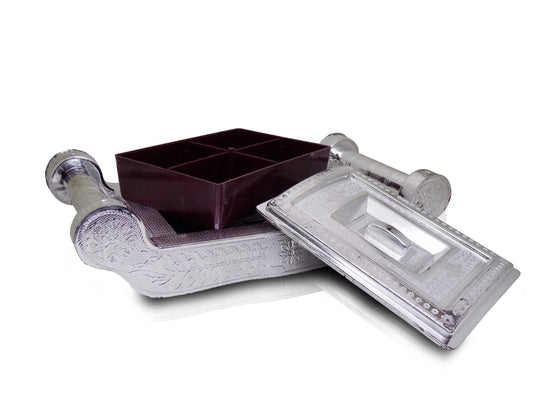 2091 Multipurpose 4 Section Royal Design Silver Storagegift Box - Zidbik