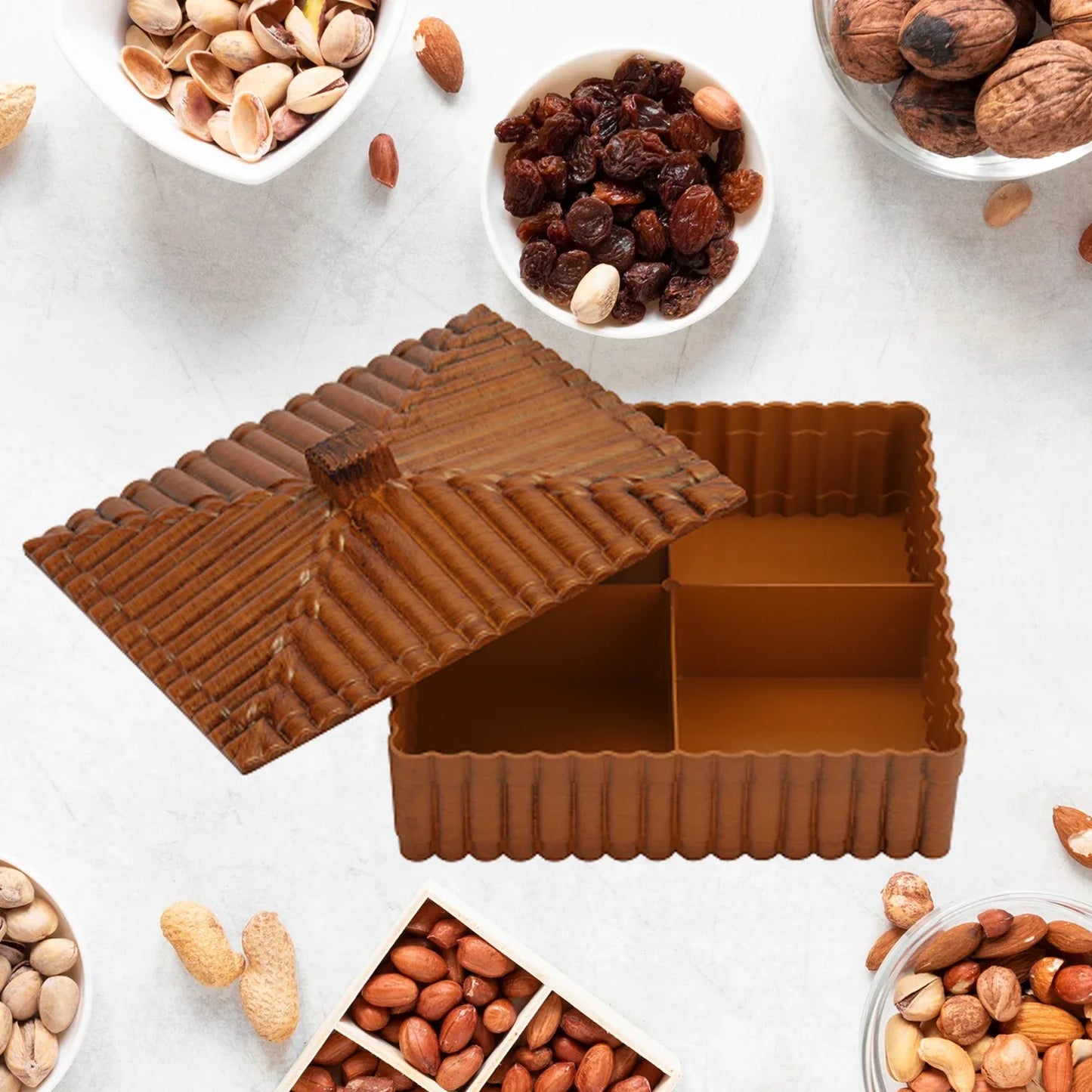 Plastic Multipurpose Dry Fruit Chocolates Mouth Box (1 Pc) - Zidbik