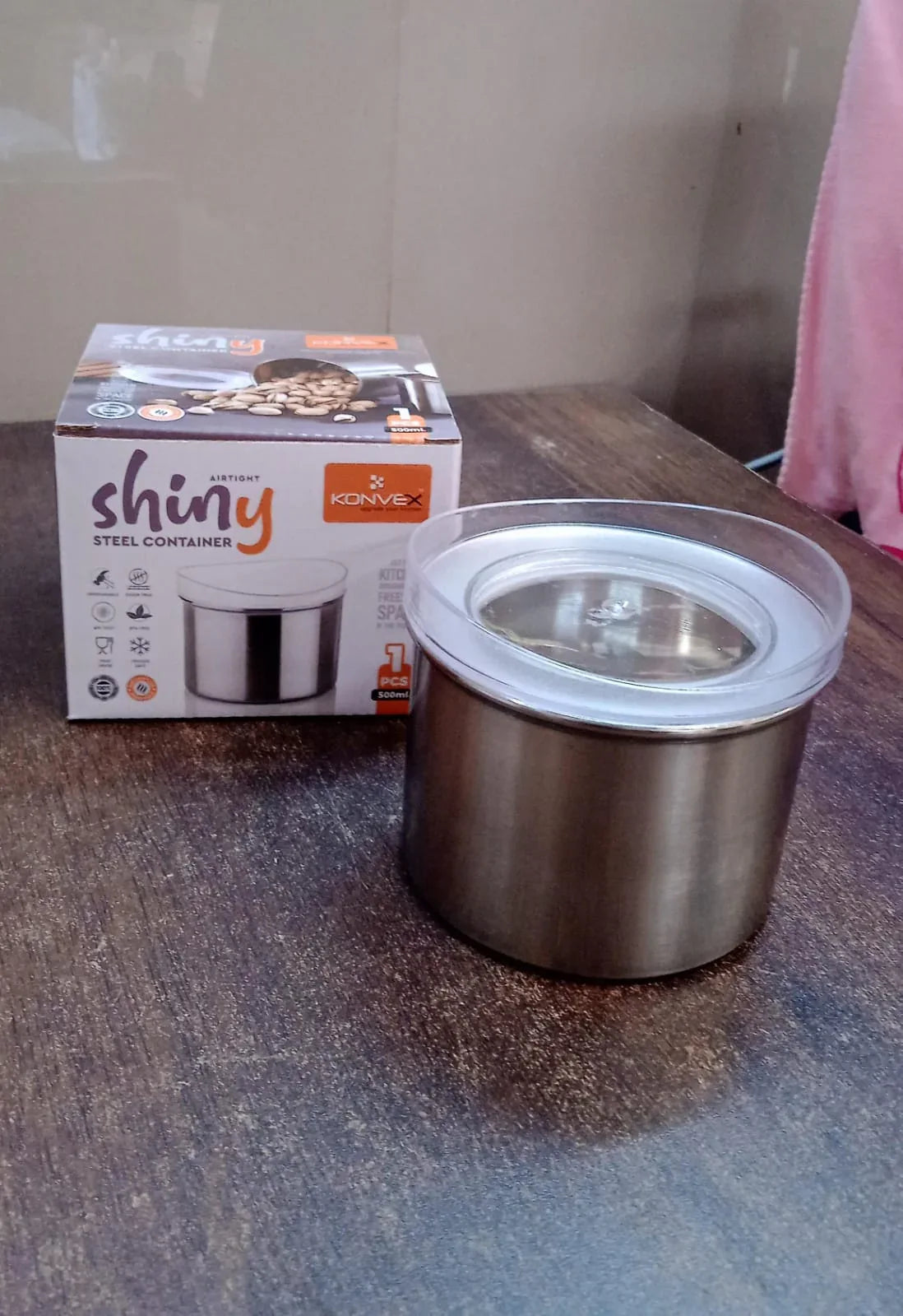 Multipurpose Stainless Steel Airtight Containers With See Through Lid (1 Pc 500 Ml) - Zidbik