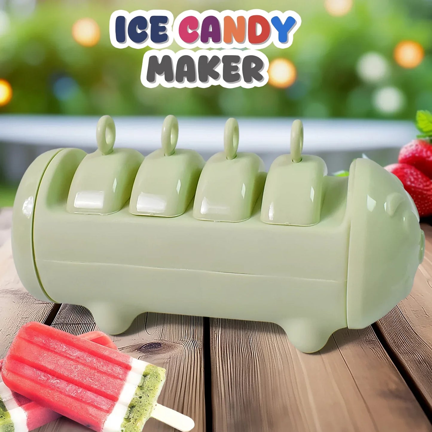 Plastic Ice Candy Maker 4 Compartment Grid Kulfi Candy (1 Pc) - Zidbik