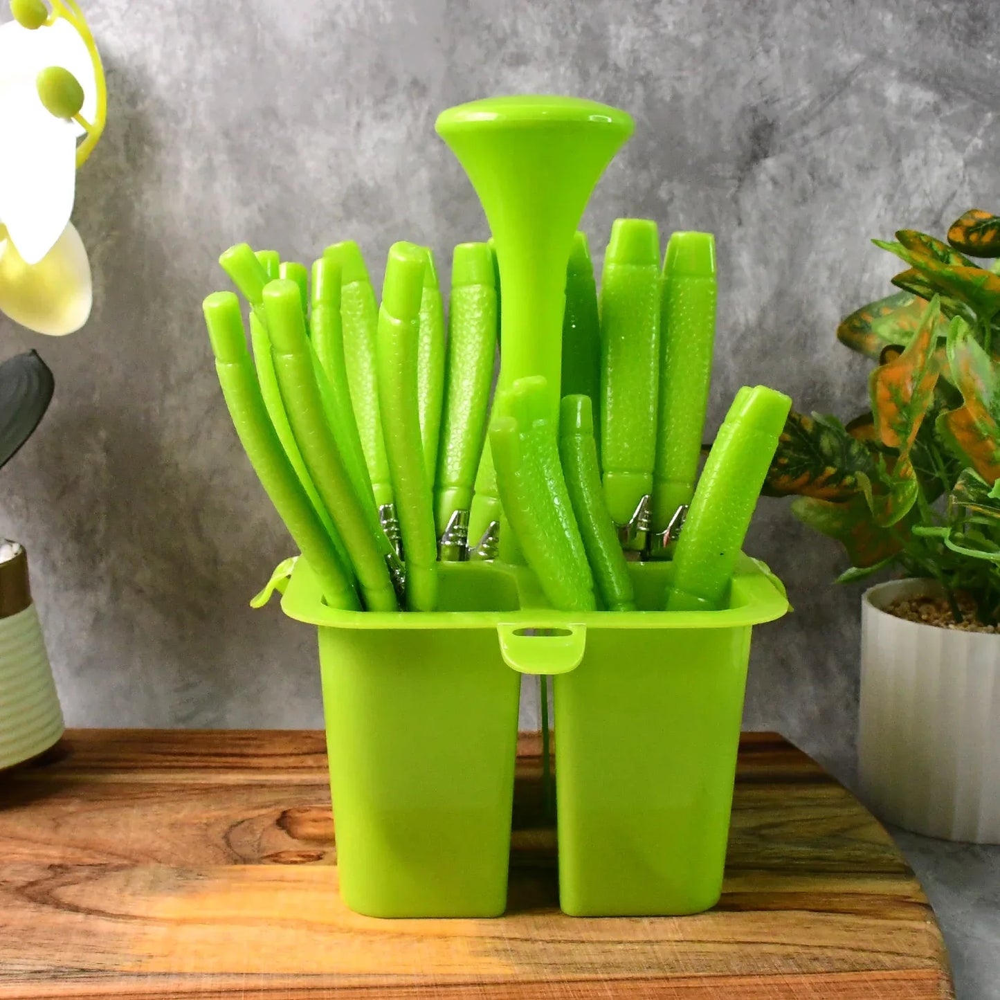 Supermom Premium Fancy Cutlery Set With Holder (24 Pc Set) - Zidbik