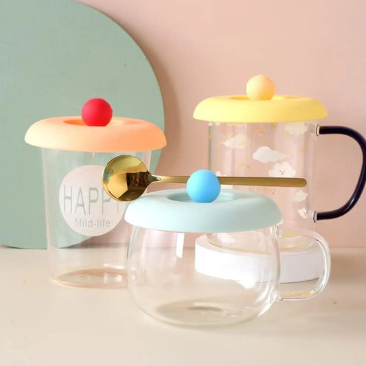 Cup Mug Lid Dust Proof Silicone Rubber Airtight Seal (Cup Spoon Not Included Only Lid 1 Pc) - Zidbik