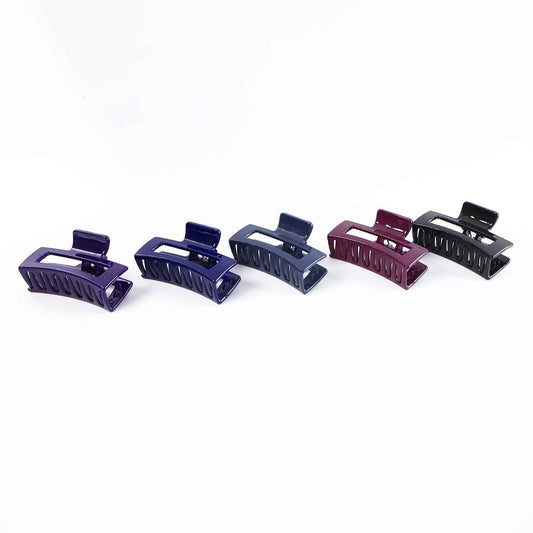 Matte Finish Rectangle Hair Claw Clip For Women And Girls Assorted Color Pack 1 Pc - Zidbik