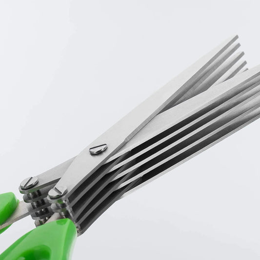 1563 Multifunction Vegetable Stainless Steel Herbs Scissor With 5 Blades - Zidbik